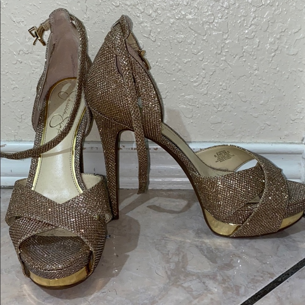 Jessica Simpson Gold Heels